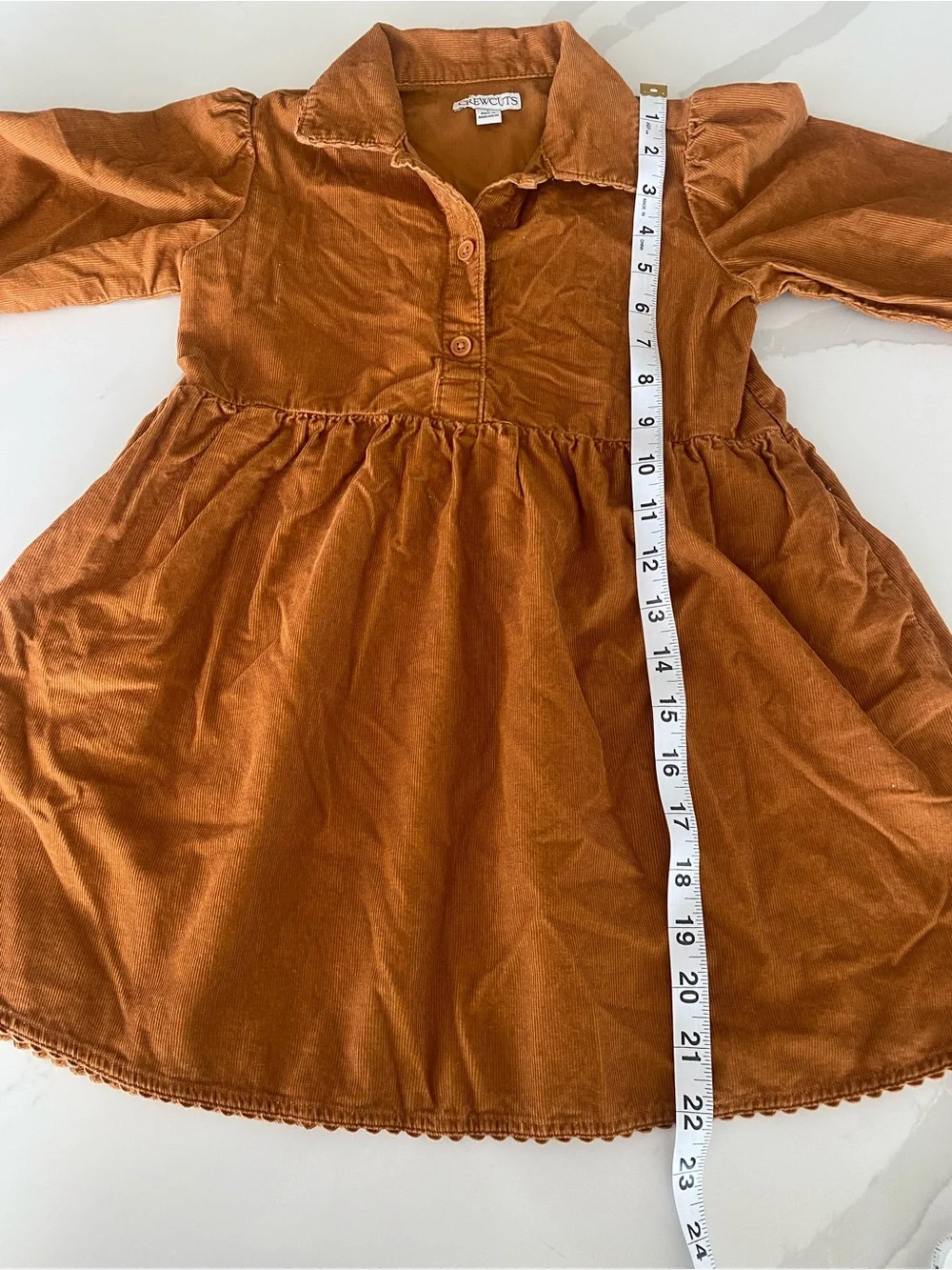 Crewcuts Girls Brown Corduroy fall Shirt Dress Sz 5 Long Sleeve Collared Pockets